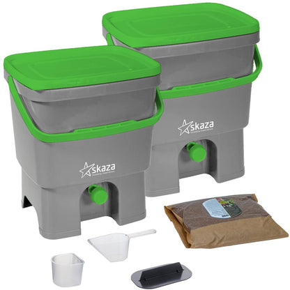 Bokashi Organko 1 – Set mit zwei Kompostern (2 × 16 L) grau/grün