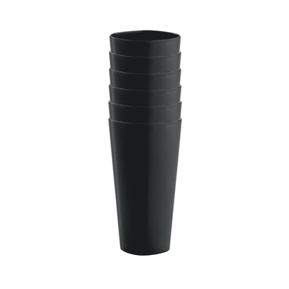 Schwarzes Glas und Set von 6 schwarzen Gläsern aus der Kollektion Contesa – elegantes Design, praktisch für den täglichen Gebrauch