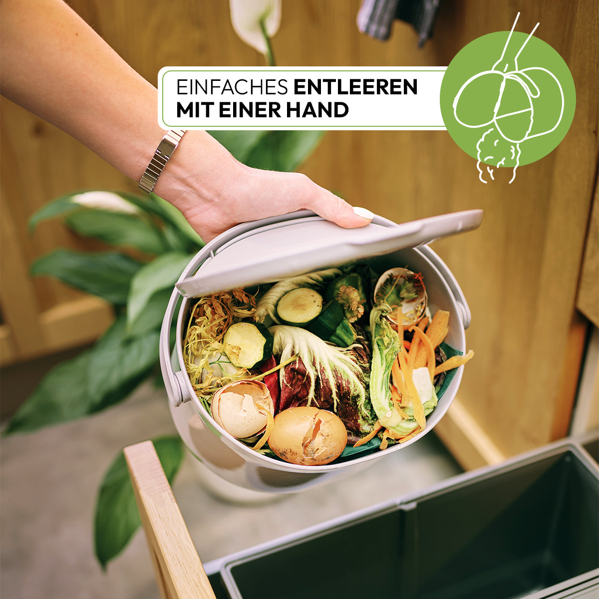 Bio Abfalleimer mit Einhand-Entleerung