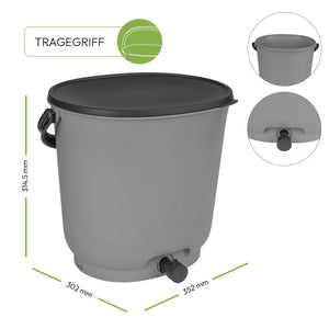 ORGANKO Essential, Bokashi Komposter ohne Sockel (15,3 L), grau
